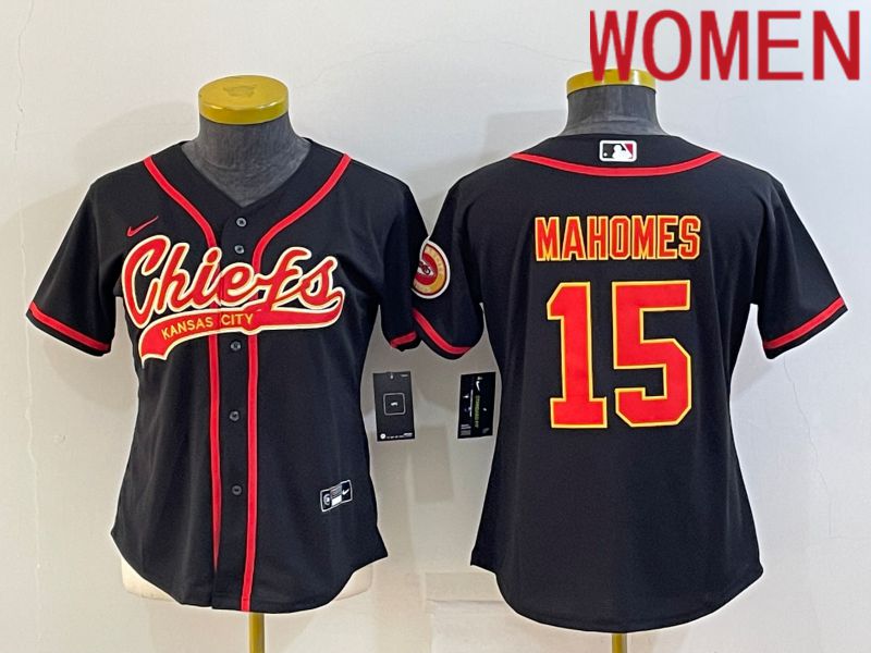 Women Kansas City Chiefs #15 Mahomes Black 2022 Nike Co branded NFL Jerseys->women nfl jersey->Women Jersey